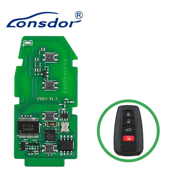 Lonsdor – FT02-PH0440 – 2019-2021 Toyota 4-Button Smart Key PCB – 8A+4D – Adjustable Frequency