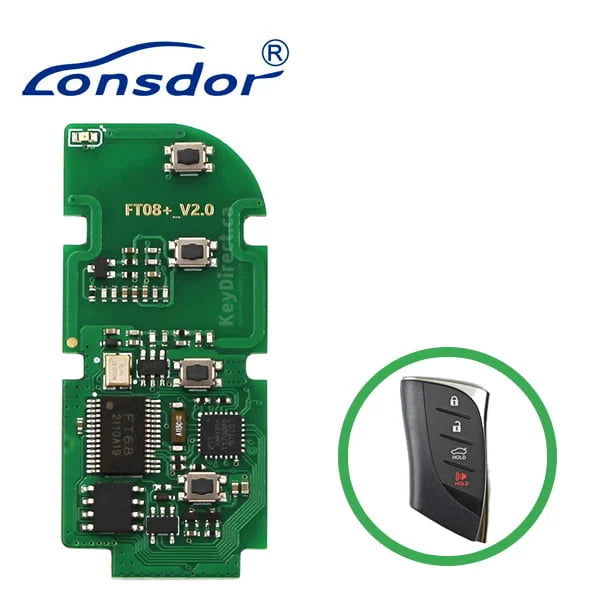 Lonsdor – FT08-PH0440 – 2018-2023 Lexus 4-Button Smart Key PCB – 8A+4D – Adjustable Frequency